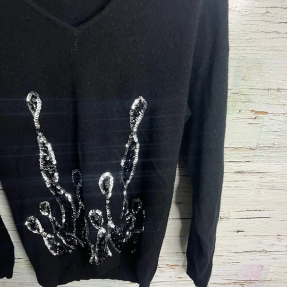 Emilio Rossi Vintage Angora lambs Wool sweater black silver  size medium - Picture 5 of 9